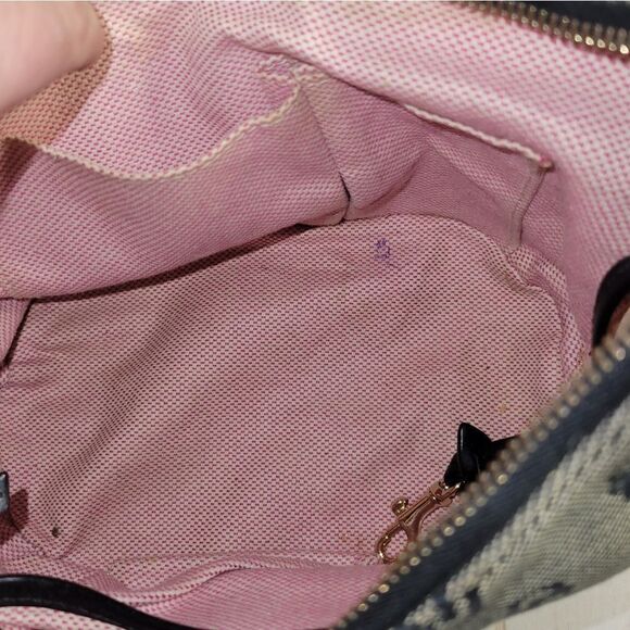 Dooney & Bourke Small Jaquard Canvas Hobo Bag Logo Black Grey - Picture 9 of 10